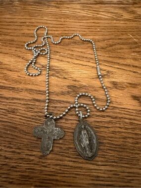 Vintage Catholic 4-Way Medal & Miraculous Medal Necklace - "I Am Catholic Pleas